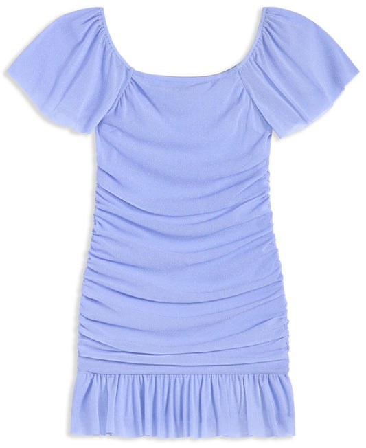 With Jules Girls Ruched Flutter-Sleeve Dress, Size S