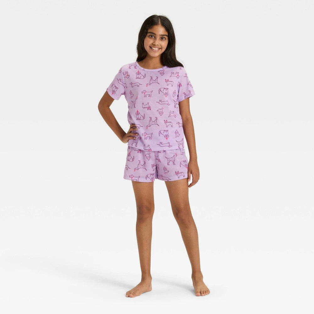 Cat & Jack Girls' Short Sleeve Pajama Set Lavender Size S