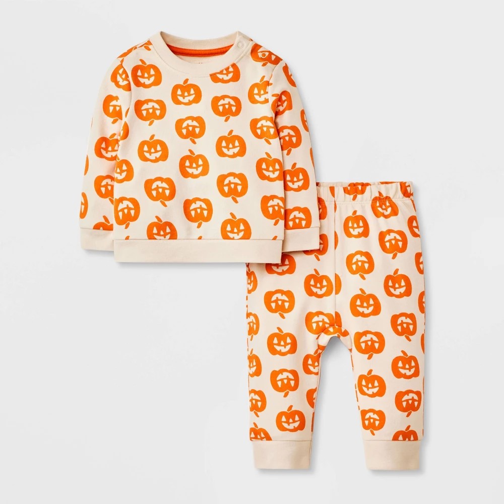 Cat & Jack Newborn Pumpkin Sweatshirt & Jogger Set boys