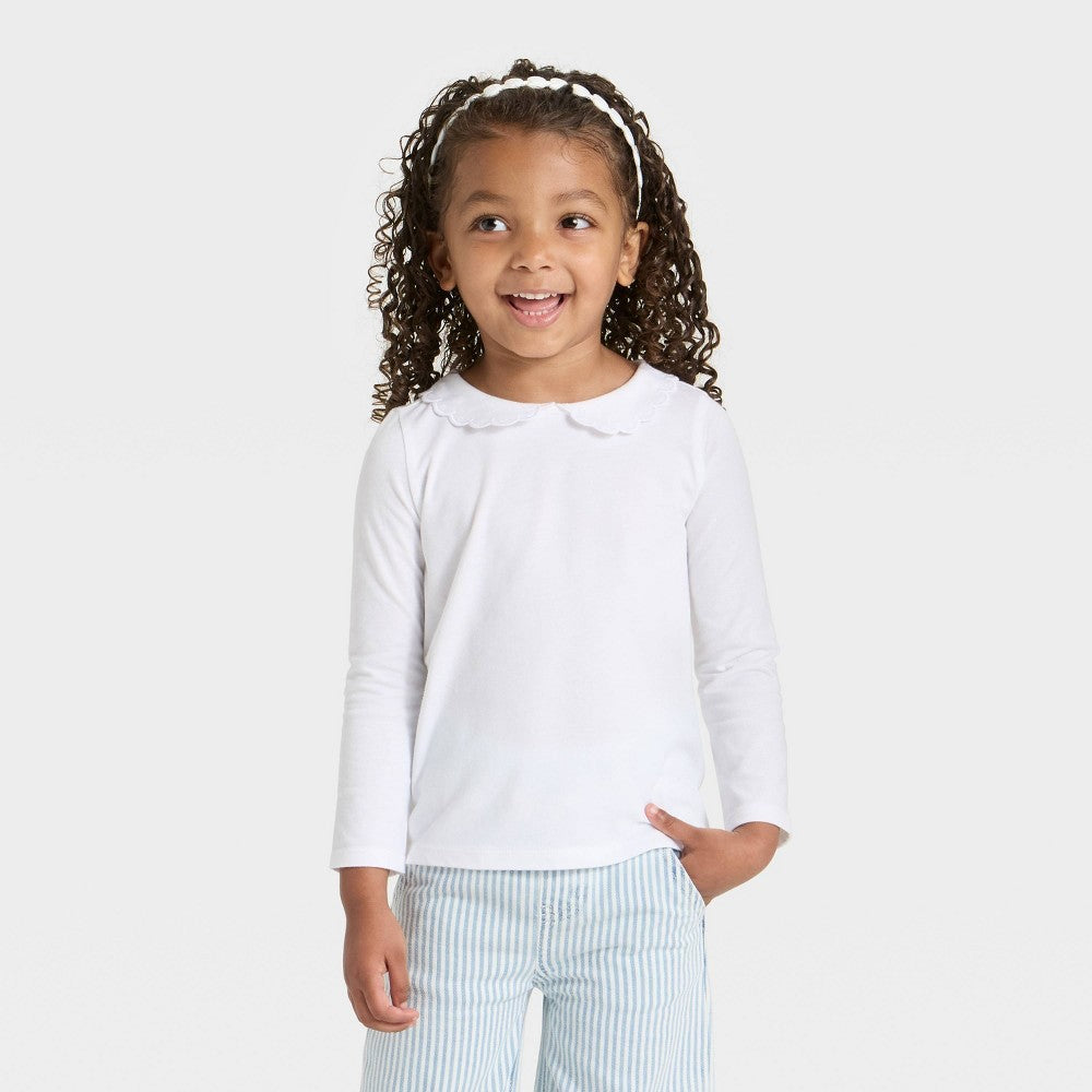OshKosh B'gosh Toddler Girls' Peter Pan Collar Shirt 4T White