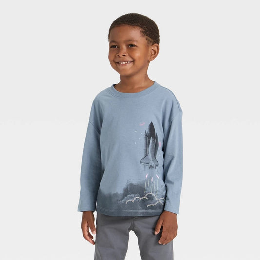 Cat & Jack Toddler Boys' Long Sleeve T-Shirt Blue 3T