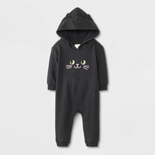 Cat & Jack Cat Hooded Romper 6-9M Black girl