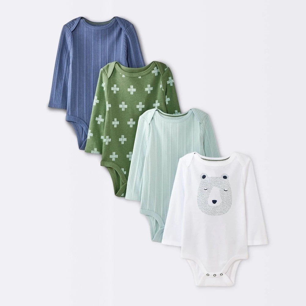 Cloud Island Baby Boys' 4pk Bodysuits  Size 0-3M