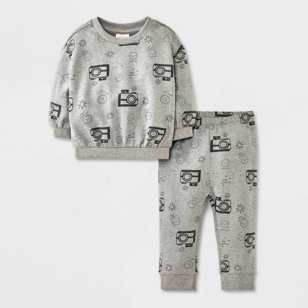 Cat & Jack Baby Boys' 2pc Fleece Set Gray 
0-3M