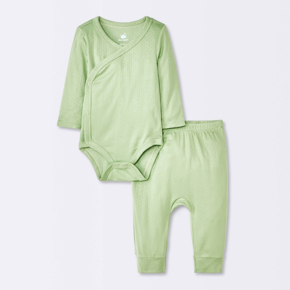 Cloud Island Pointelle Top & Bottom Set Green 12M boys
