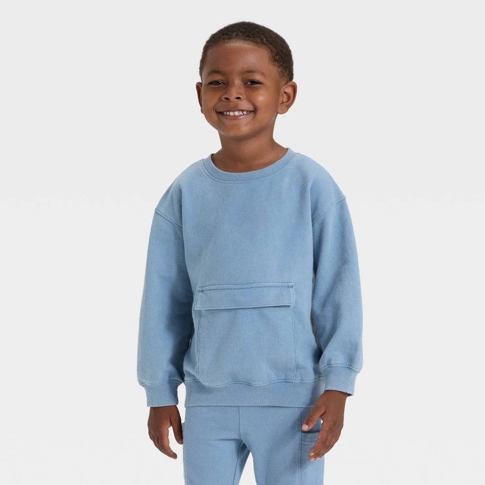 Cat & Jack Toddler Boys' Blue French Terry Sweatshirt 3T