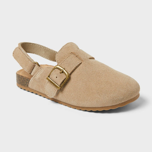 Toddler Berlin Clogs - Cat & Jack™ Taupe 11T: Leather Upper, Adjustable Hook and Loop Strap, Contoured Footbed, Flexible Outsole - Girl