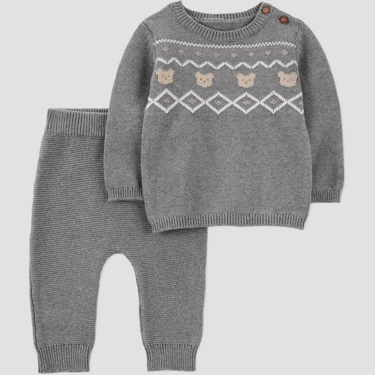 Carter's Baby Boys' 2pc Bear Sweater Set - Gray 6M