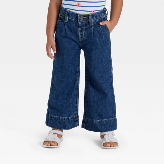 Cat & Jack Toddler Girls' Pleated Denim Pants 3T Dark Wash