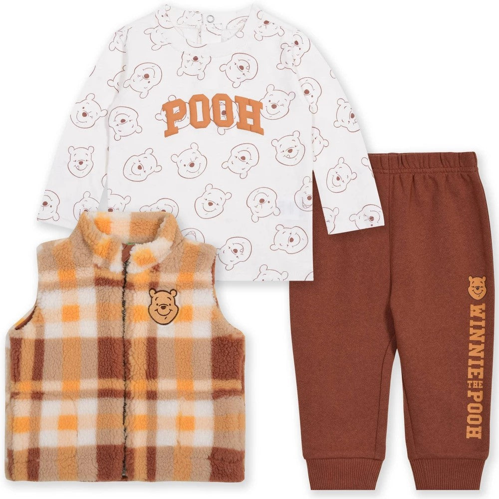Disney Winnie the Pooh 3pc Newborn Outfit Set - Brown boys