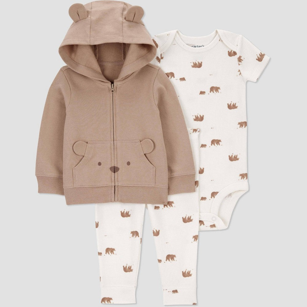 Carter's Baby Boys' 3pc Bear Sweatshirt Set - Newborn