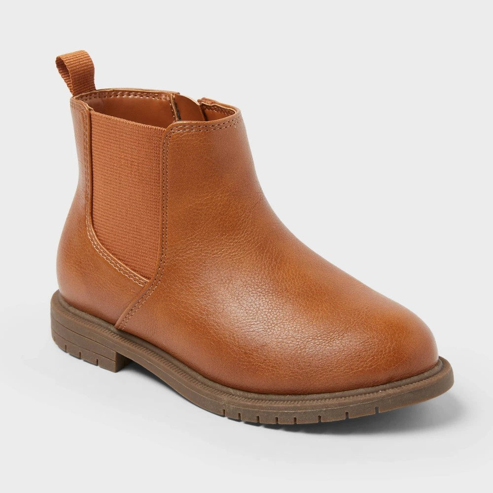 Cat & Jack girl Chelsea Ankle Boots 8T Cognac Zipper 8T