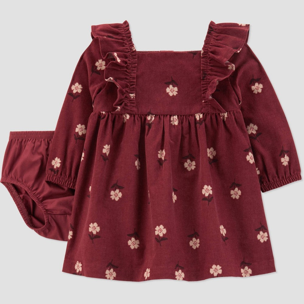 Carter's Just One You Baby Girls' 2pc Floral Dress - Maroon 3M