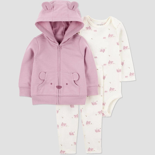 Carter's Baby Girls' French Terry Bear Set - Pink 12M