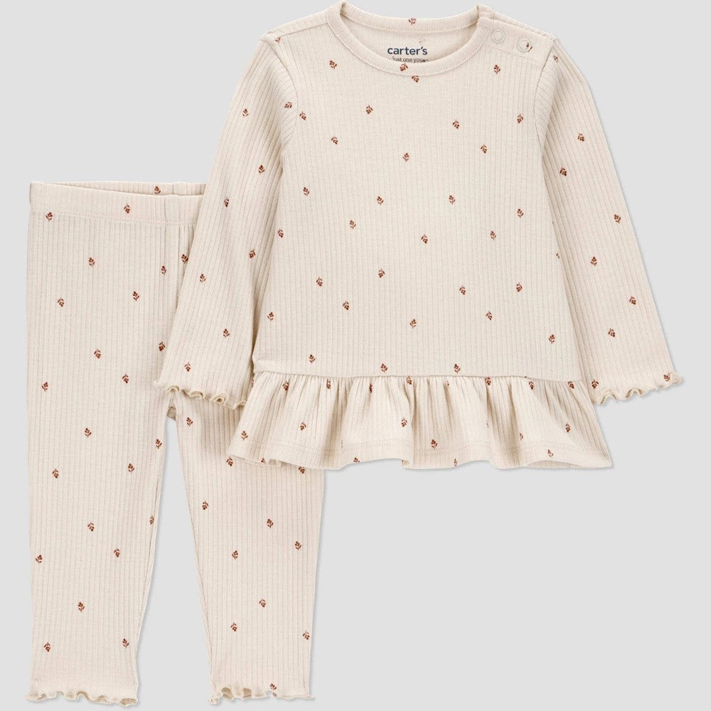 Carter's Baby Girls' 2pc Heart Top & Bottom Set 9M Ivory