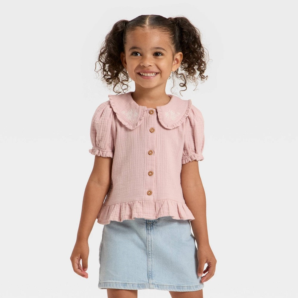 Cat & Jack Girls' Peplum Top Purple 2T