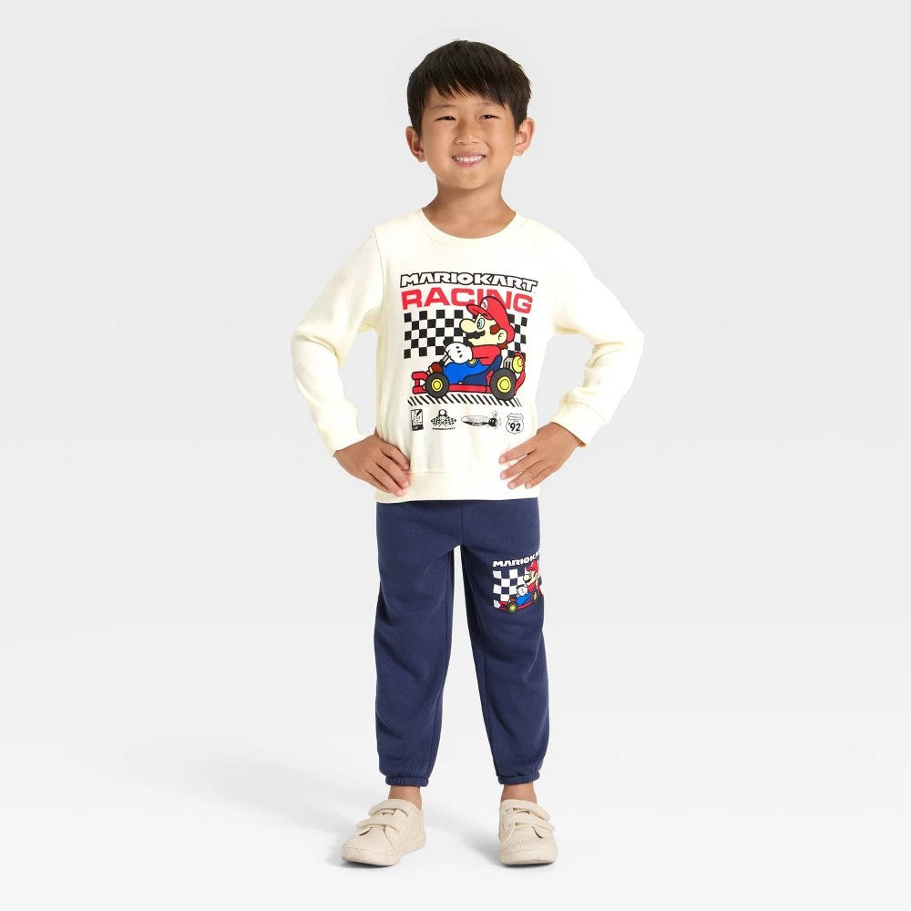 Nintendo Mario Kart 2pc Fleece Set - Blue/Ivory, 4T boys
