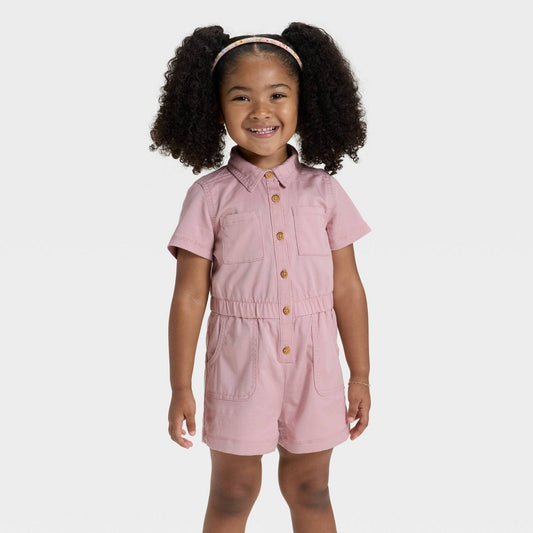 Cat & Jack Toddler Girls' Utility Romper Light Mauve 2T