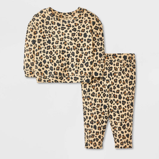 Cat & Jack Baby Girls' Cheetah Print Sweatshirt & Leggings Set 0-3M