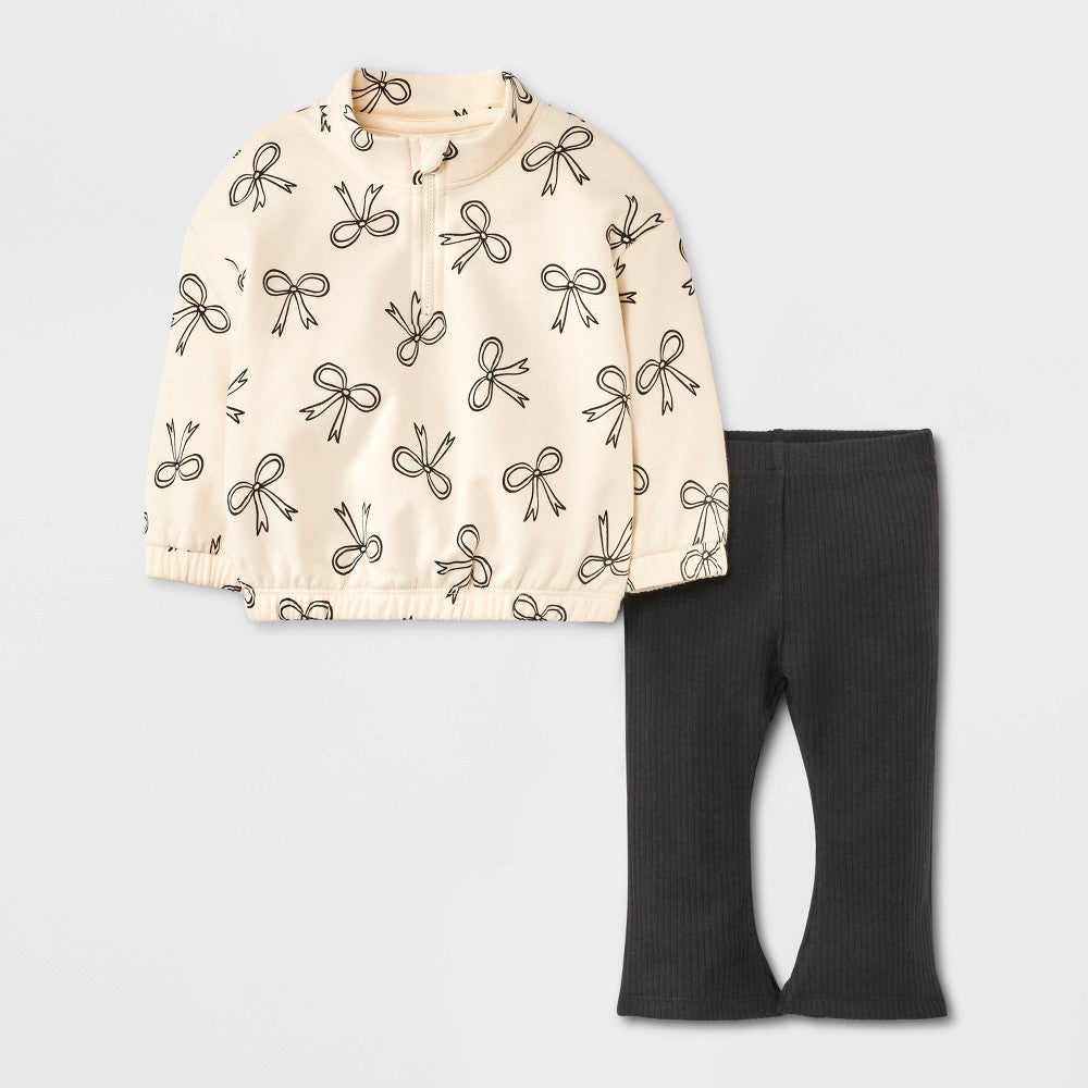 Cat & Jack Baby Girls' 2pc Fleece Set Beige 0-3M