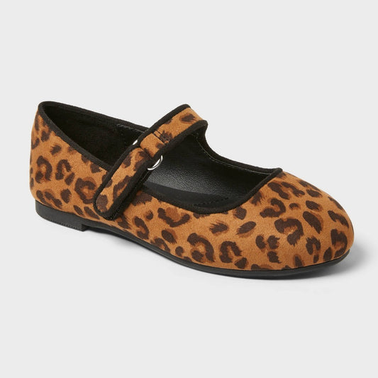 Toddler Addy Ballet Flats - Cat & Jack™ Tan 9T: Hook and Loop, Closed Round Toe, Flocked Outsole - Girl