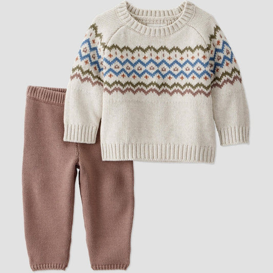 Little Planet by Carter's Organic Baby Boys' 2pc Sweater Set - Brown/Cream 9M