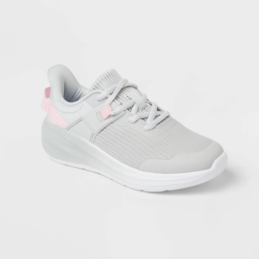 All In Motion Girls' Ira Lace-up Machine Washable Performance Sneakers Gray 4