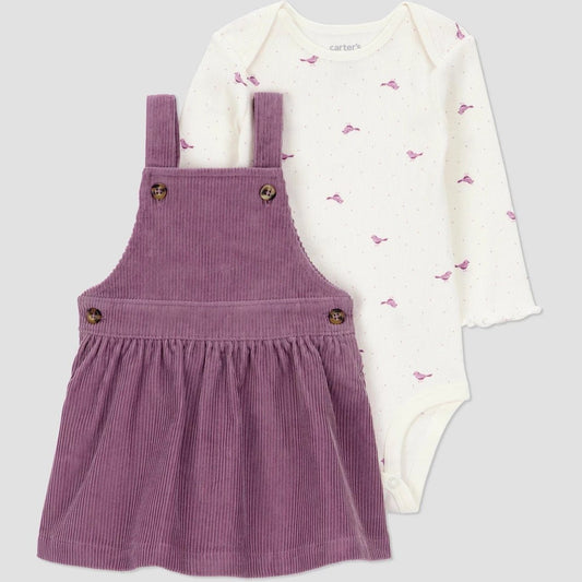 Carter's Baby Girls' 2pc Overalls Dress Set Plum 24M