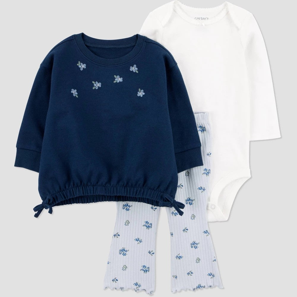 Carter's  Baby Girls' 3pc Floral Top & Bottom Set - 3M
