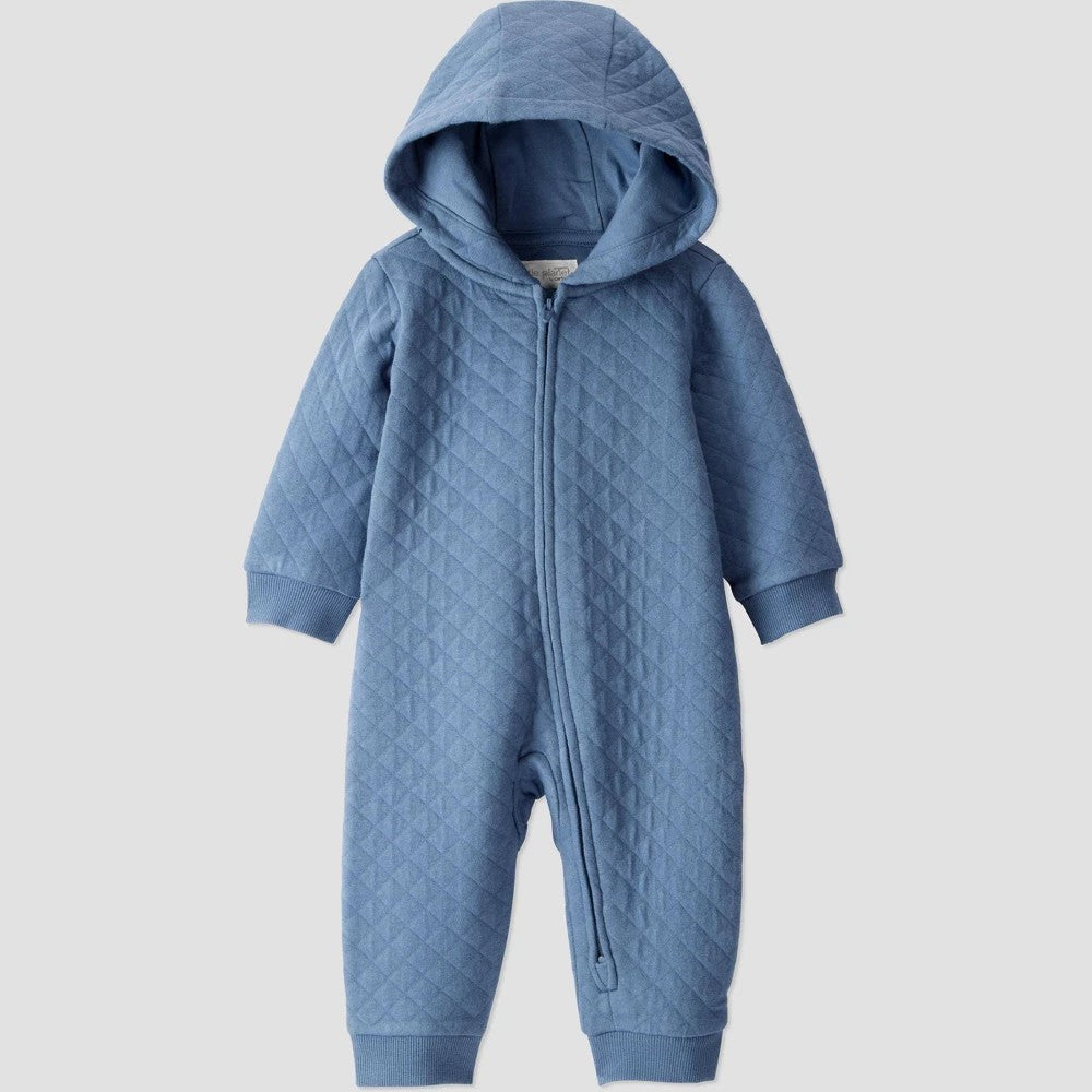 Little Planet Organic Baby Boys' Quilted Hooded Jumpsuit - Blue 6M