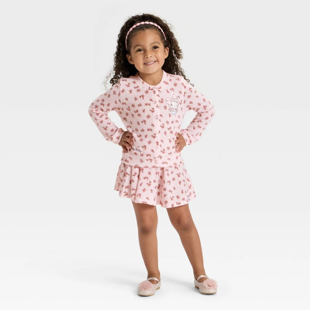 Sanrio Hello Kitty Floral Cardigan and Skirt Set 2T Pink