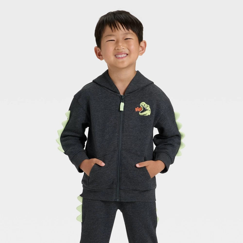 Cat & Jack Toddler Boys' Dino Hoodie Black 18M