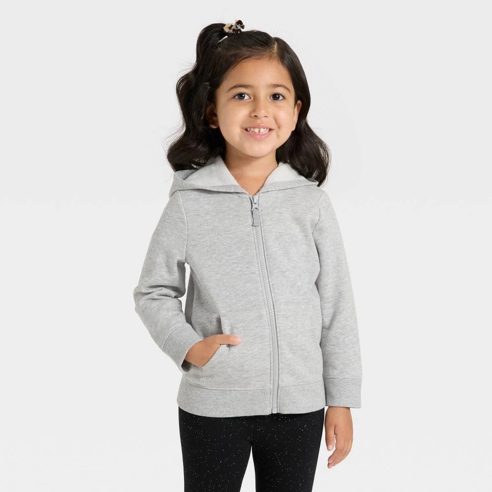 Cat & Jack Toddler Girls' Fleece Hoodie Heather Gray 18M
