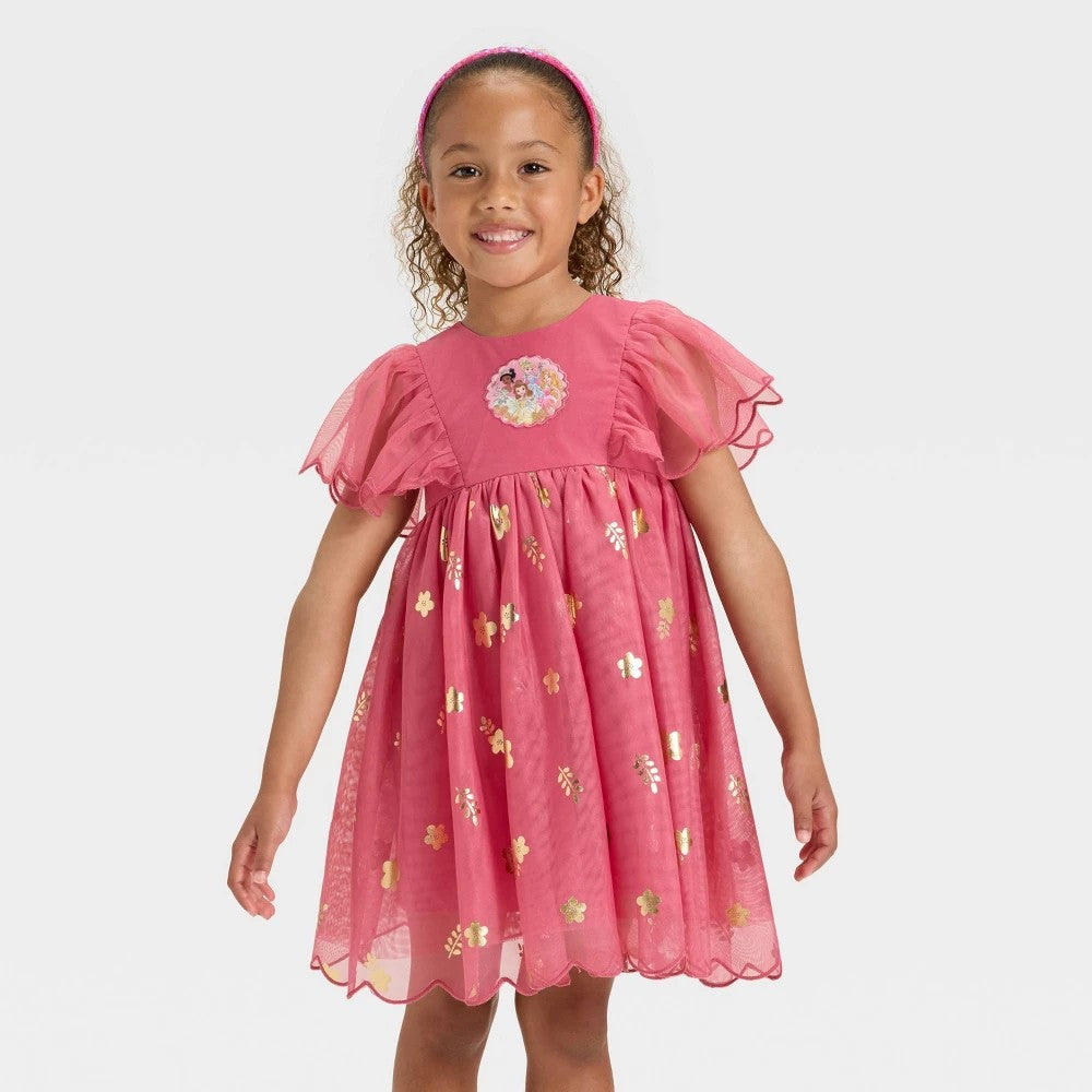 Disney Princess Toddler Tulle Dress Metallic Shine Pink 2T girl