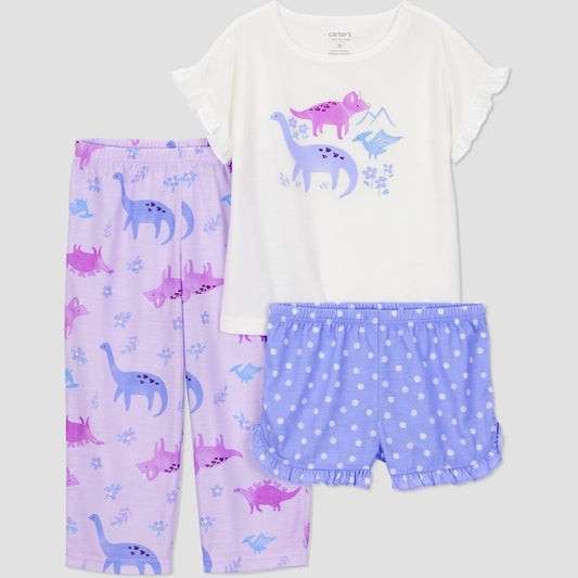 Carter's Toddler Girls' 3T Dinosaur Pajama Set - Purple/White