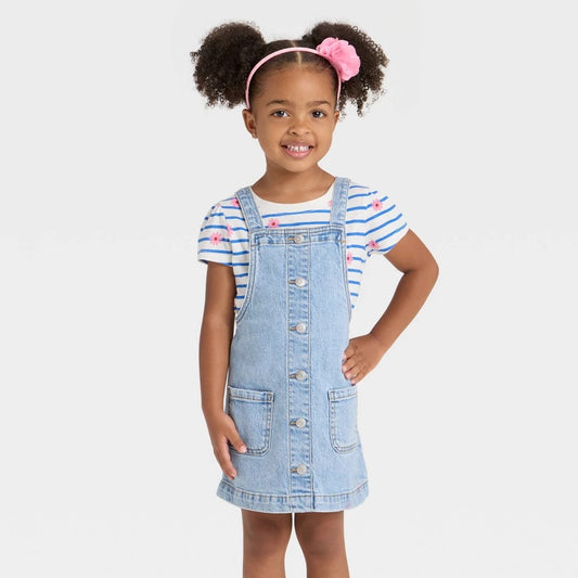 Cat & Jack Toddler Girls' Denim Skirtalls Light Wash 3T