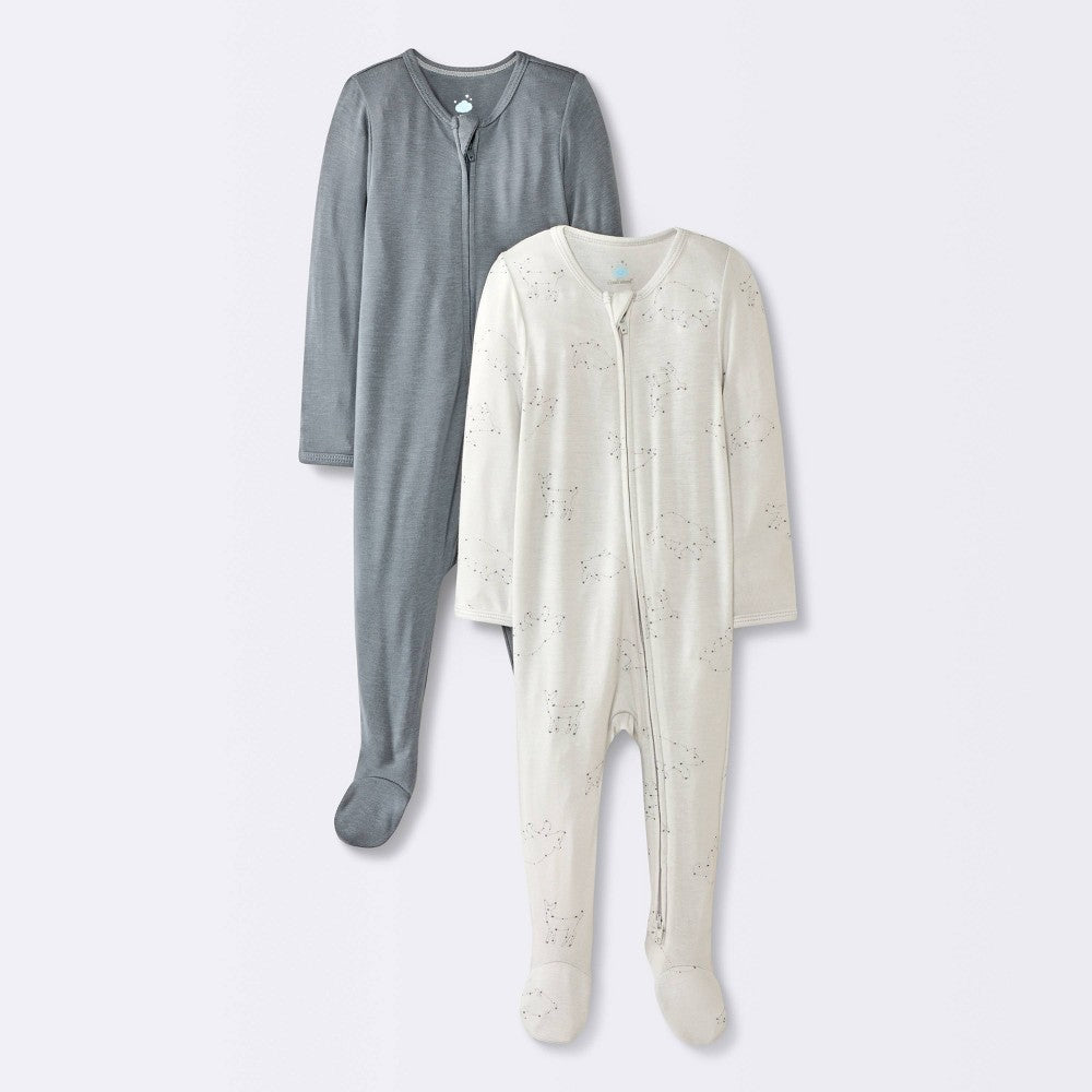 Cloud Island Baby Boys' Sleep N' Play Pajamas 6-9M Gray