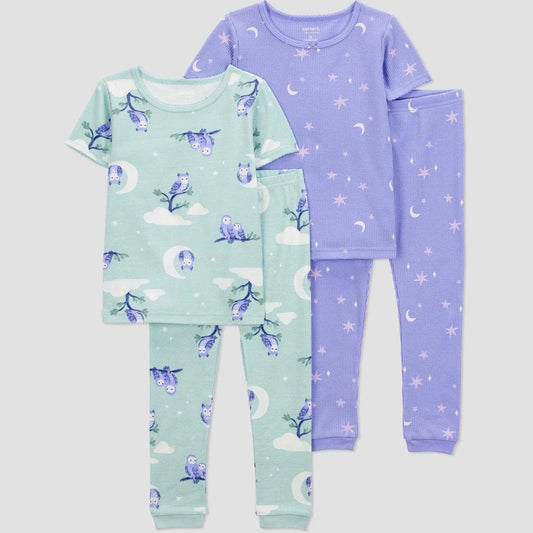 Carter's Toddler Girls' 4pc Owl & Star Pajamas 5T