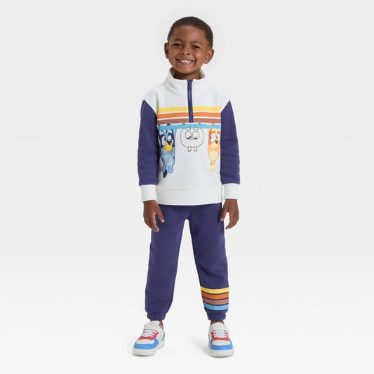 Bluey Toddler Boys' 2pc Fleece Set Navy Blue 4T