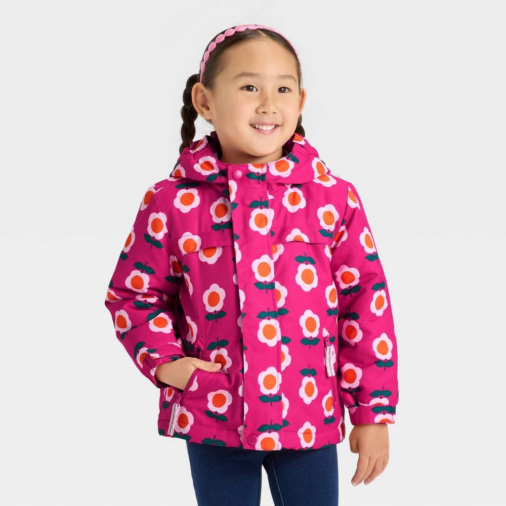 Cat & Jack Toddler Girls' Floral Snowplay Jacket Pink 12M