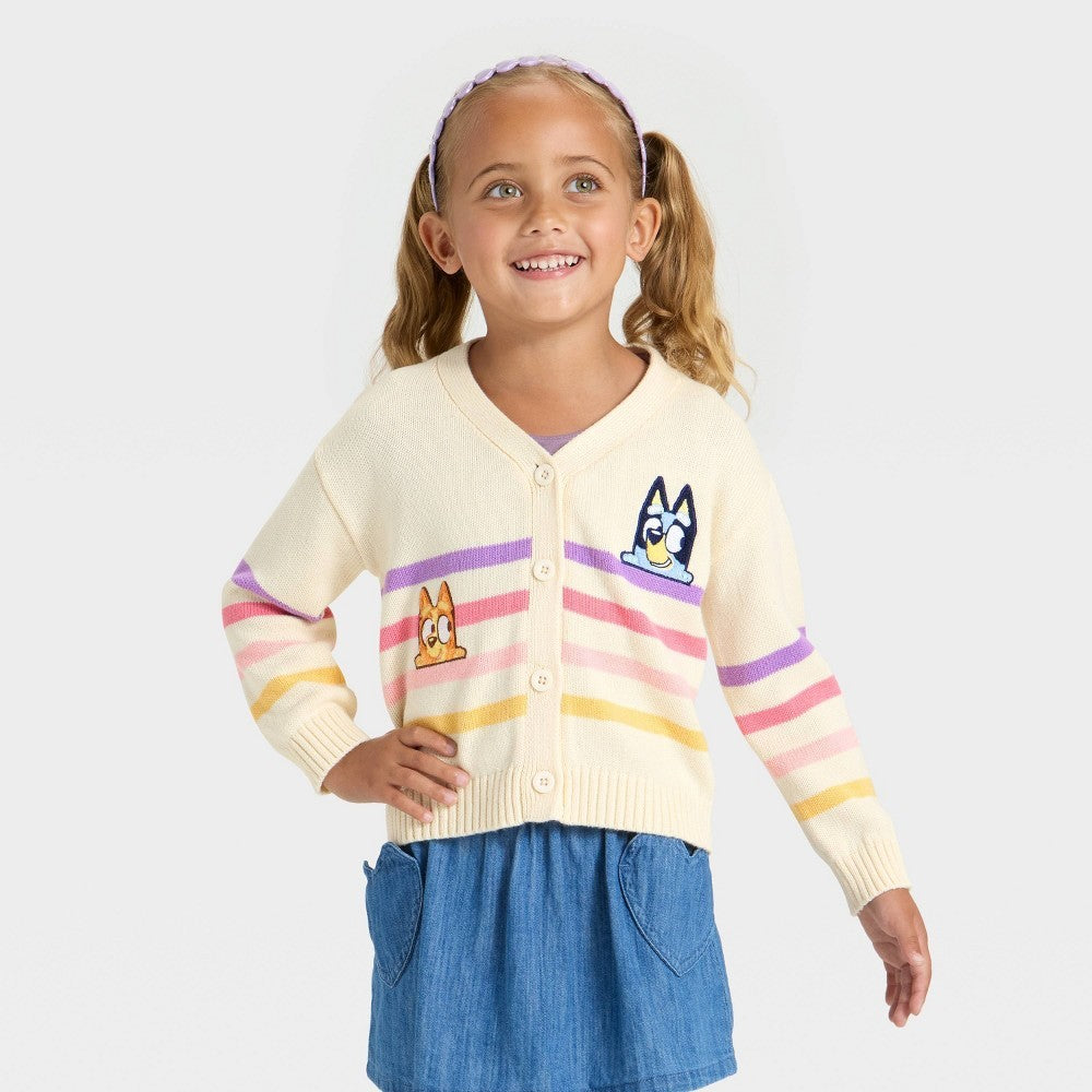 Bluey Toddler Girls' Bingo Cardigan Sweater Ivory 12M