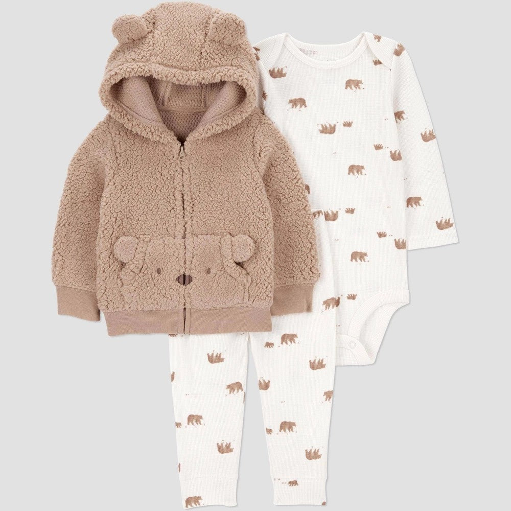 Carter's Baby Boys' 3pc Thermal Bear Set - Brown 18M