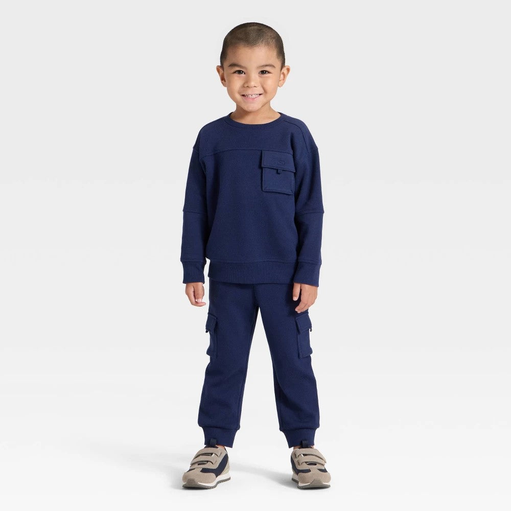 Cat & Jack Toddler Boys' Navy Blue Sweatshirt and Joggers  Size 2T