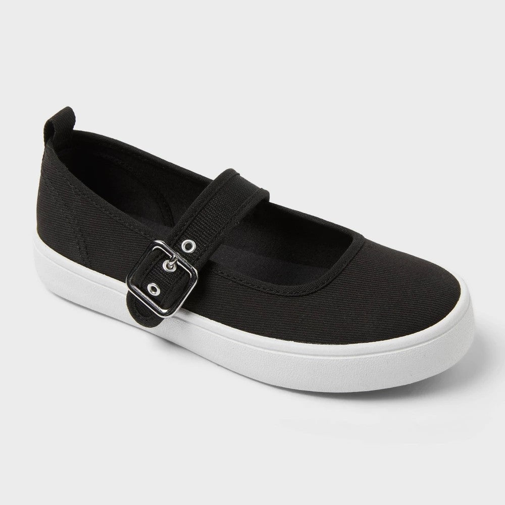 Kids' Calantha Mary Jane Sneakers - Art Class™ Black 5: Slip-on, Adjustable Buckle, Closed Round Toe - Girl
