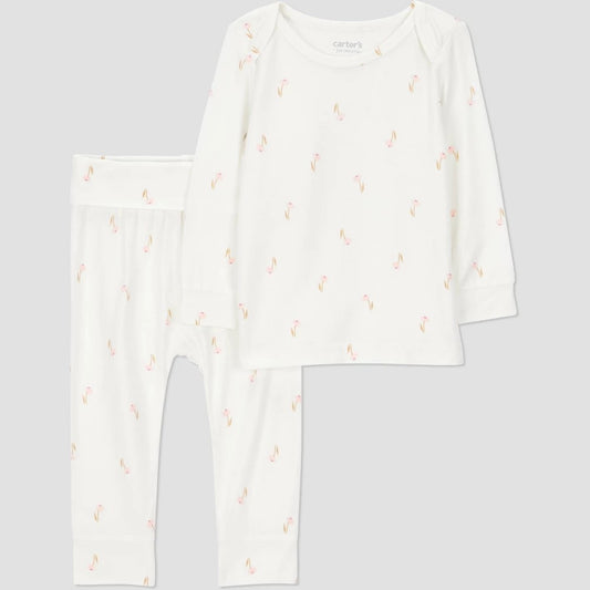Carter's Baby Girls' 2pc Floral Top & Bottom Set 9M Ivory