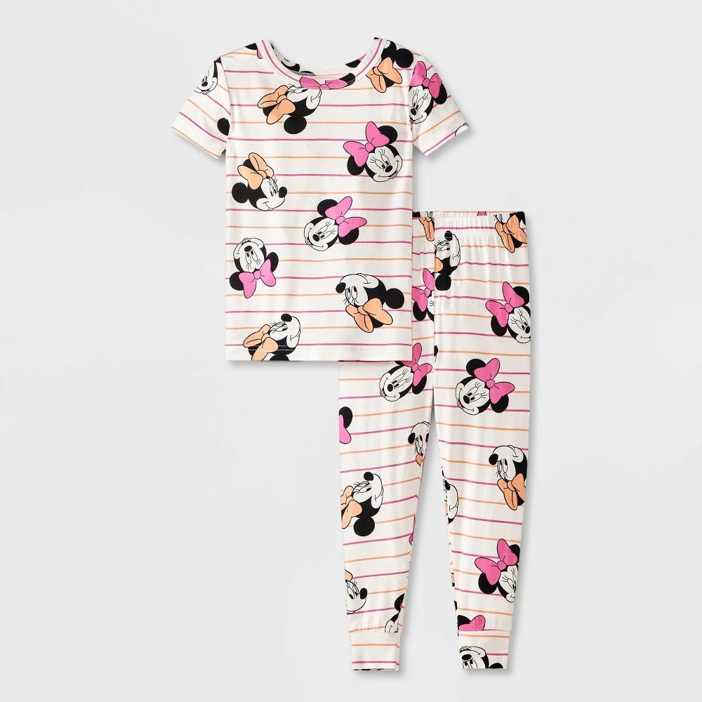 Disney Minnie Mouse Toddler Girls' 2pc Pajama Set 12M White