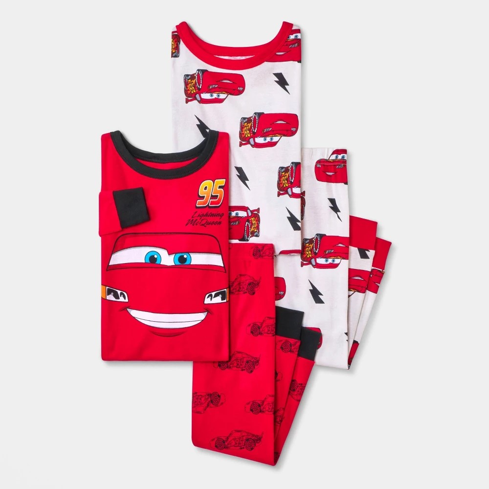 Disney Cars Boys' 4pc Cotton Pajama Set 2T Red/White/Black