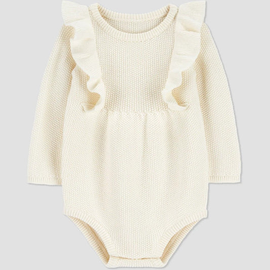 Carter's Baby Girls' Ruffle Sweater Romper - Newborn