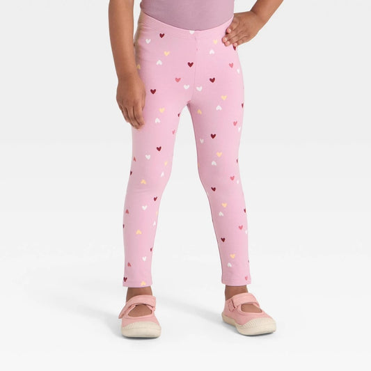 Toddler Girls' Heart Printed Leggings - Cat & Jack Light Pink 5T