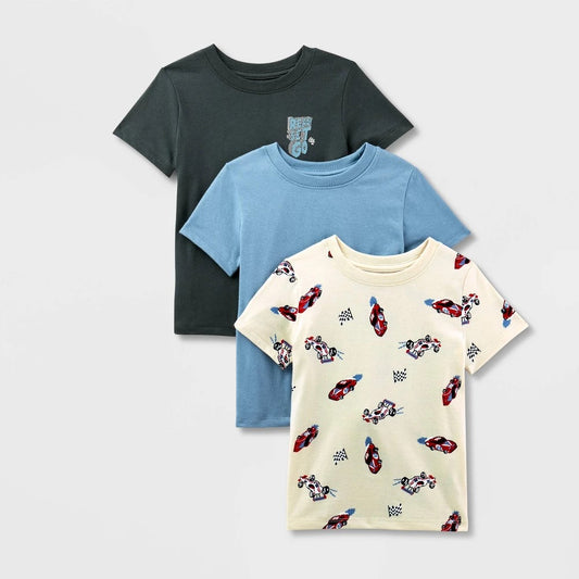 Cat & Jack Toddler Boys' 3pk Racecar T-Shirts Size 4T